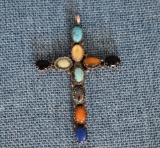 STERLING CROSS AND STONE PENDANT!