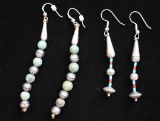 NATIVE AMERICAN STERLING TURQUOISE EARRINGS! X2