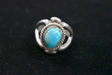 NATIVE AMERICAN STERLING TURQUOISE RING!