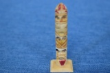 TOTEM POLE CARVED OUT OF BONE/IVORY 3 INCH!