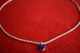 24 INCH SILVER AND BLUE HEART NECKLACE 12 GR!