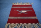 VERY OLD MEXICAN ROADRUNNER RUG 9 X 10 IN.!