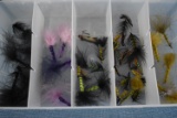 APROXIMATELY 35 FISHING FLYS OF VARIOUS SIZES!