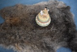 20 IN. RABBIT PELT & NATIVE AMERICAN POT!