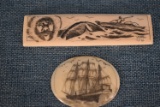 SIGNED AND SCRIMSHAWED BONE/IVORY ITEMS!