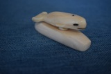 GENUINE BONE/IVORY CARVING 3 INCH WHALE!