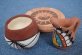 NATIVE AMERICAN POTTERY WEST PUEBLO 3 PC.!