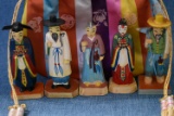 KOREAN WOOD CARVED FIGURES IN SILK BAG!