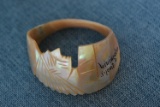 ABALONI CARVED NATIVE AMERICAN CHIEF BRACELET