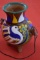 BRIGHTLY HAND PAINTED POTTERY VESSEL!