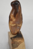 CARVED STONE SEA LION ON WOOD BASE 3 INCH!