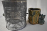 OLD FLOUR SIFTER & VINTAGE VASE!