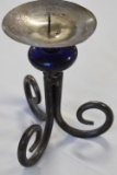 VINTAGE HEAVY METAL & GLASS BALL CANDELSTICK!