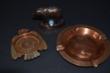 VINTAGE BRASS ASHTRAYS & YELLOWSTONE BEAR!