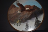 CLOCK W/SOARING EAGLE SCENE 15 IN ROUND!