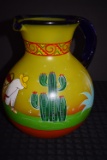 BEAUTIFUL MARGARITA PITCHER HAND PAINTED GLASS!