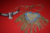 BEADED POUCH AND BEADED BONE BOLO !