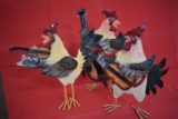 MUSICAL TRIO OF TIN ROOSTERS 12 - 14 INCH!