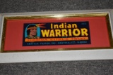 INDIAN WARRIOR ADVERTISEMENT FRAMED 8 X 16!