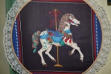 CAROUSEL HORSE ON FABRIC 15 IN. ROUND!