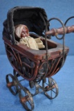 VINTAGE MINIATURE DOLL CARRIAGE AND TROJEN HORSE!