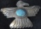 ARTIST SIGNED STERLING TURQUOISE EAGLE PIN!