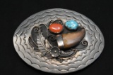 NATIVE AMERICAN STERLING BEAR CLAW BELT BUCKLE!