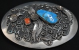 EXTREME STERLING, TURQUOISE, CORAL BELT BUCKLE!