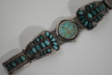 STUNNING NATIVE AMERICAN STERLING TURQUOISE WATCH!