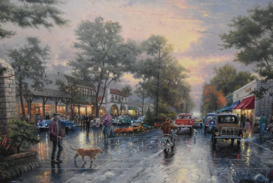 CARMEL, SUNSET ON OCEAN AVENUE! THOMAS KINKADE!