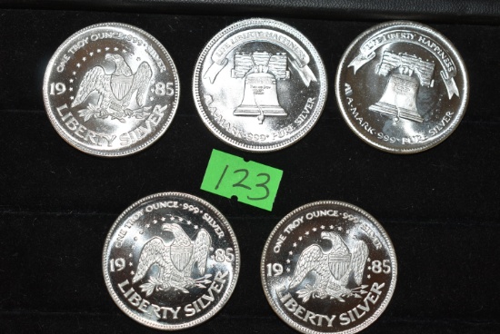 5 LIBERTY SILVER COINS!
