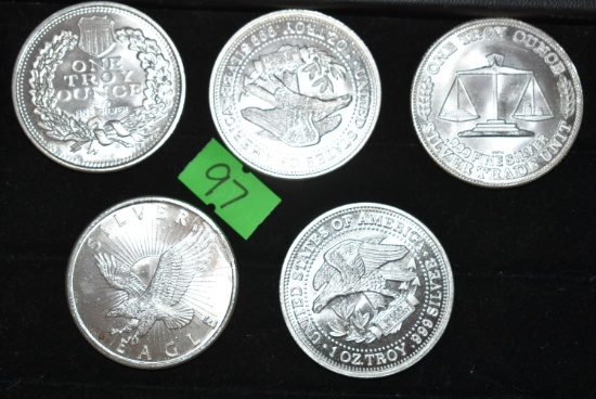 5 COLLECTOR 1 OZ COINS!