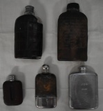 5 VINTAGE FLASKS!