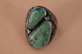 STUNNING OLD PAWN GREEN TURQUOISE RING!