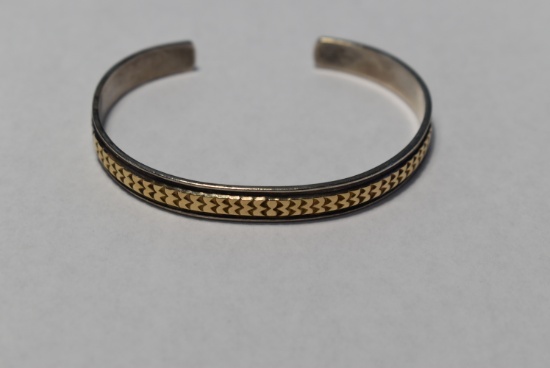 NATIVE AMERICAN STERLING & 14KT GOLD BRACELET!!