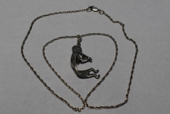 STERLING KOKOPELLI NECKLACE!!