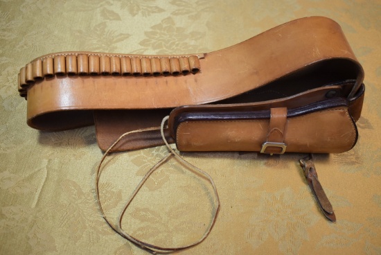 LEATHER HOLSTER & AMMO BELT!!