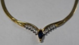 14KT GOLD, DIAMOND & SAPPHIRE NECKLACE!!