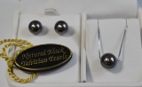 TAHITION PEARL GOLD NECKLACE & EARRINGS!!