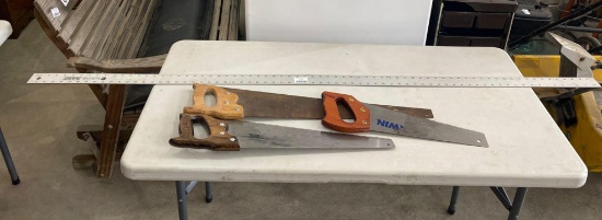 Saws (3) & Straight Edge Ruler (6ft)