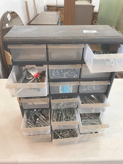 Storage cabinets with lag bolts