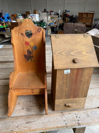 Potato bin/ wooden rocking chair