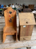 Potato bin/ wooden rocking chair