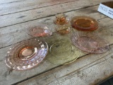 Pink, yellow depression glass