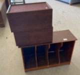 Record cabinet with speakers