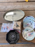 Plates, mirrored platter, miscellaneous