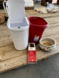 Garbage containers(2), flowerpot, pull out towel bar