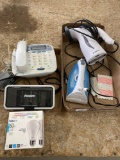 Phone, battery charger, iron, Steemer, misc.