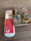 Smurf glasses (6), Campbell Soup thermometer