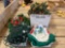 Christmas Lot, tree skirts, lights, artificial flowers, wreath, tree stand